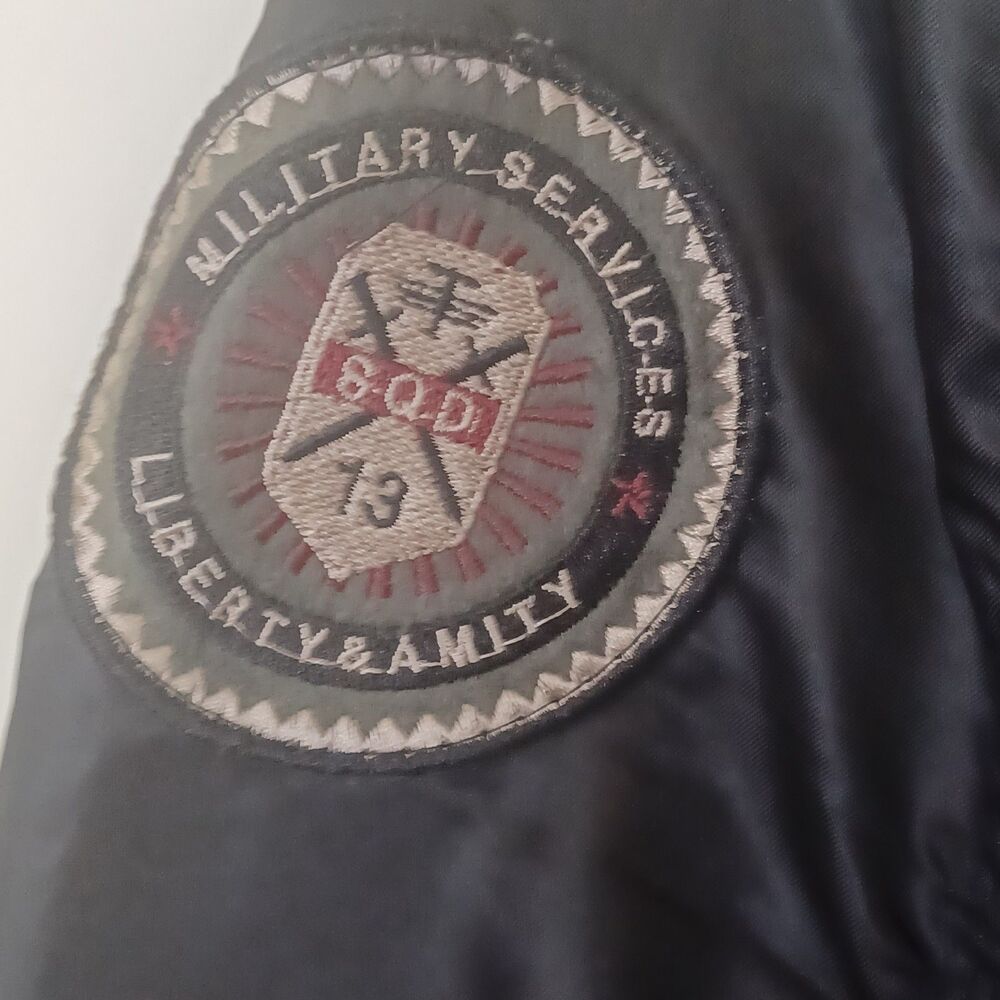 Bleecker & Mercer Sz Large Men Bomber‎ Jacket w/Patches Pilot Military Aviation - Picture 5 of 14